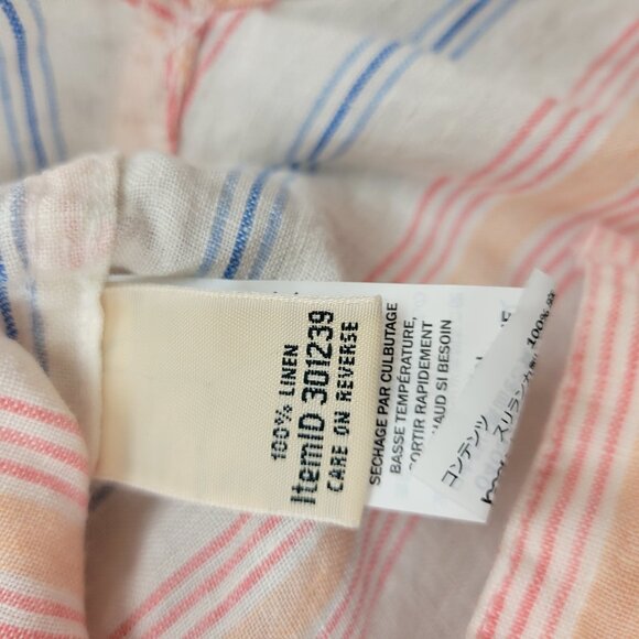 LL Bean Womens Linen Button Down Striped ShirtSize 1X Neutral Pastel Beachy - Picture 7 of 13